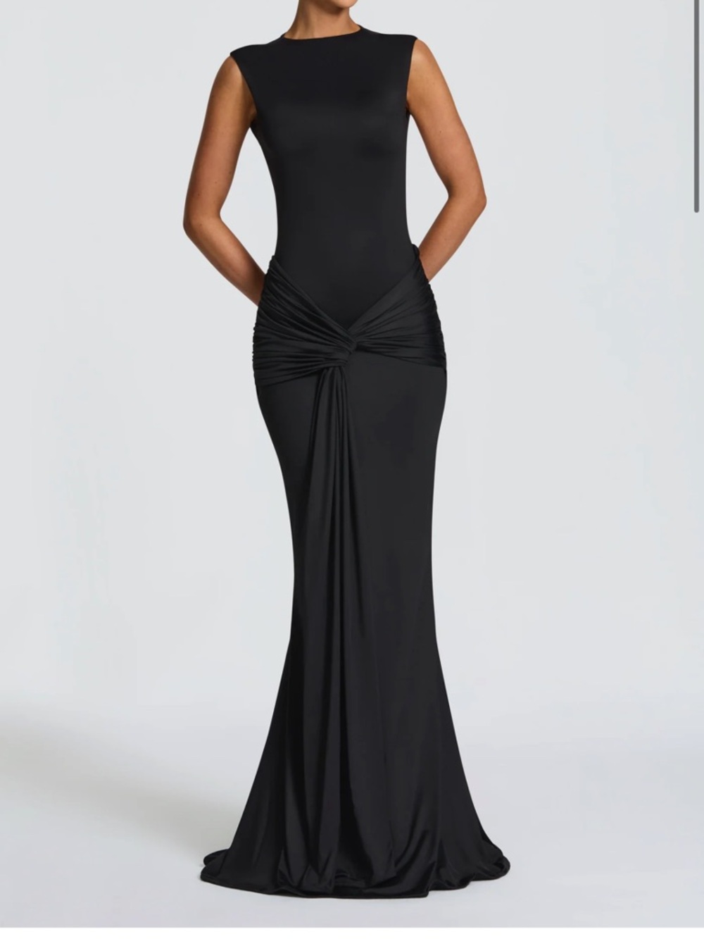 Babyboo Black Sleeveless Knotted Gown